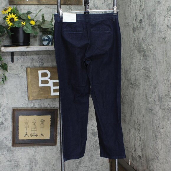 NWT Christopher and Banks Fit High Rise Denim Trousers 9300 4 Short Dark Blue - Picture 2 of 6